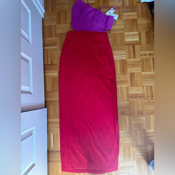 One shoulder aidan mattox gown single strap, partially backless, tags attached - Picture 3 of 3